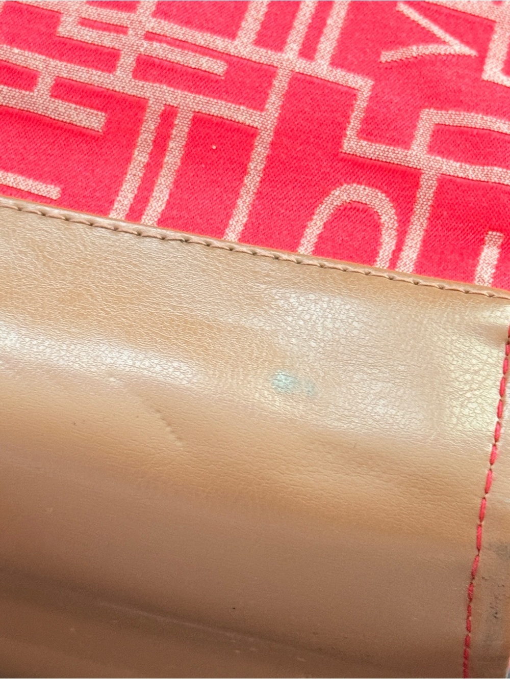 Diane Von Furstenberg Tote Bag Large Red Monogram Weekend Travel Canvas Leather - Picture 9 of 10